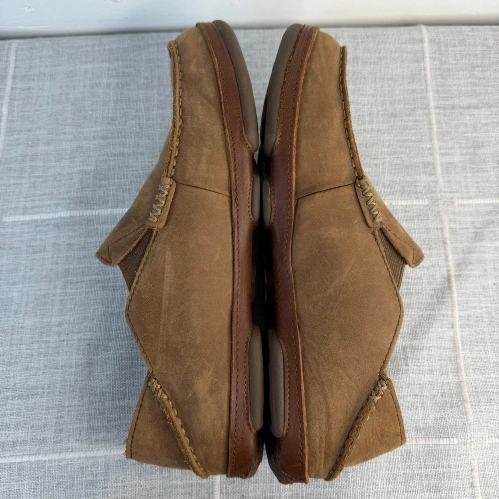OluKai Moloa Loafer Mens Size 9.5 Brown Leather Slip On Shoe Convertible Slipper